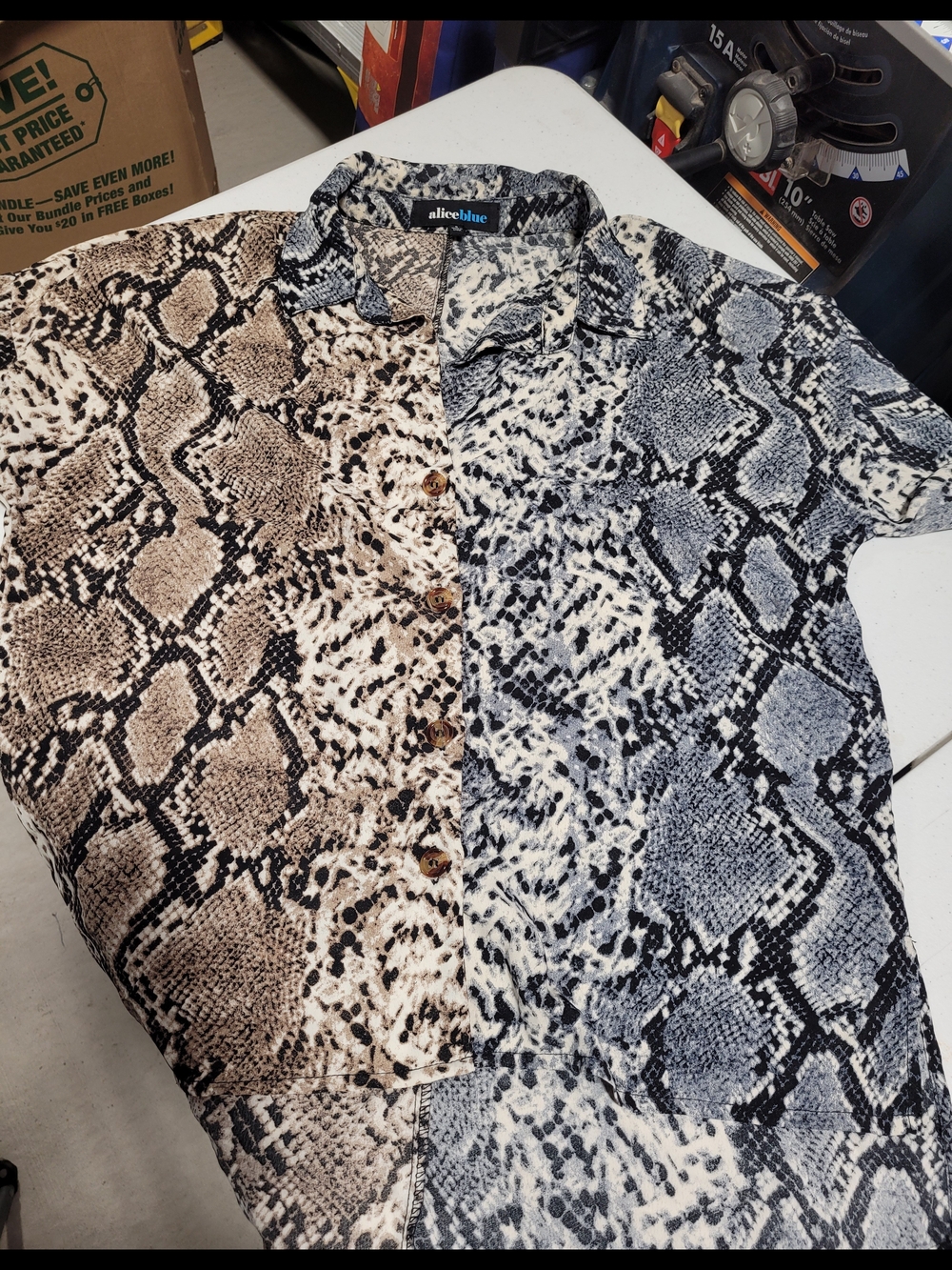 Alice Blue Women's Snake Print Button Down Shirt - Brown & Gray